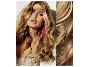 CLIP IN VLNITÉ VLASY PRAVÉ LIDSKÉ REMY 53CM - PŘÍRODNÍ BLOND