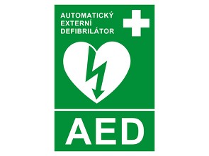SZO Plzeň SAMOLEPKA AED DEFIBRILÁTOR 15X21cm