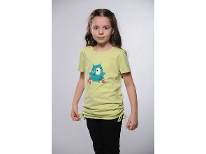 Dívčí tričko Marianna s tiskem sovičky a šnůrkami