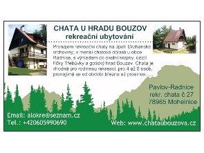 Chata u hradu Bouzov - rekreační ubytování